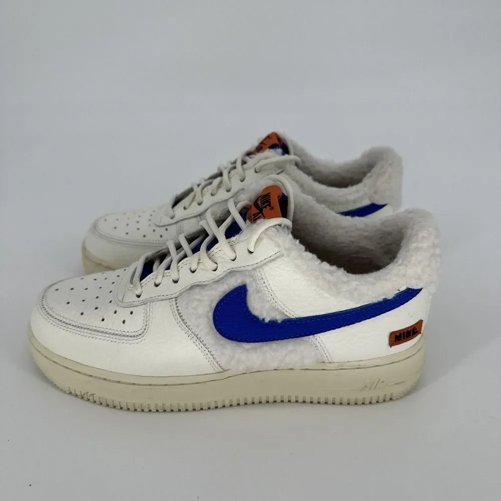 Nike Air Force 1 '07 'Sherpa Fleece' White Blue DO6680-100 - Women's‎ Size 7.5